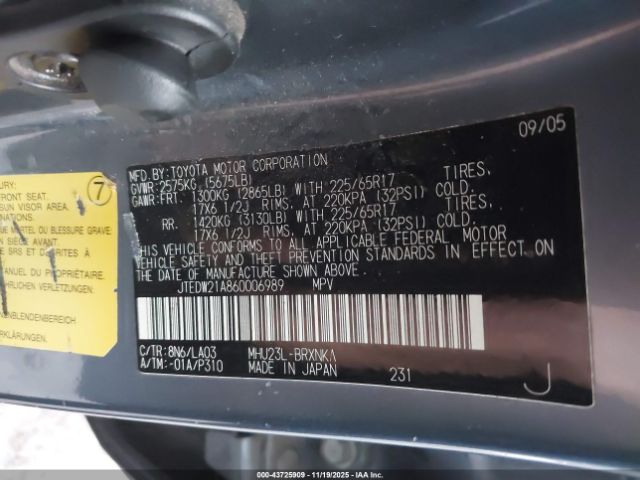 2006 TOYOTA HIGHLANDER JTEDW21A860006989 Photo 8