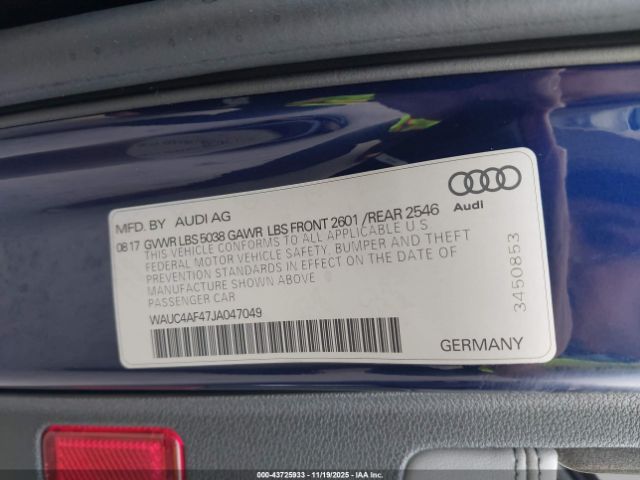 2018 AUDI S4 WAUC4AF47JA047049 Photo 8