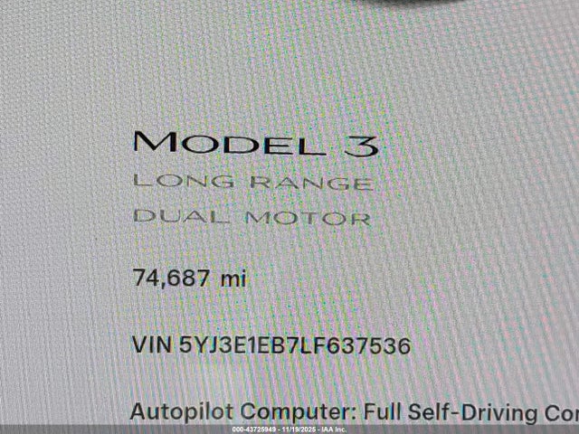 2020 TESLA MODEL 3 5YJ3E1EB7LF637536 Photo 6