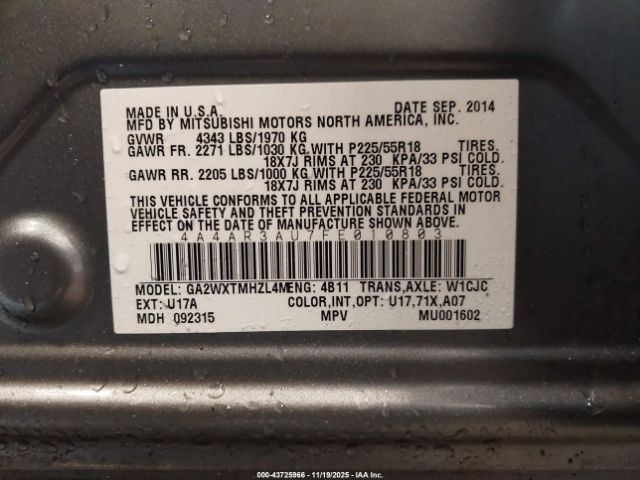 2015 MITSUBISHI OUTLANDER SPORT 4A4AR3AU7FE010803 Photo 8