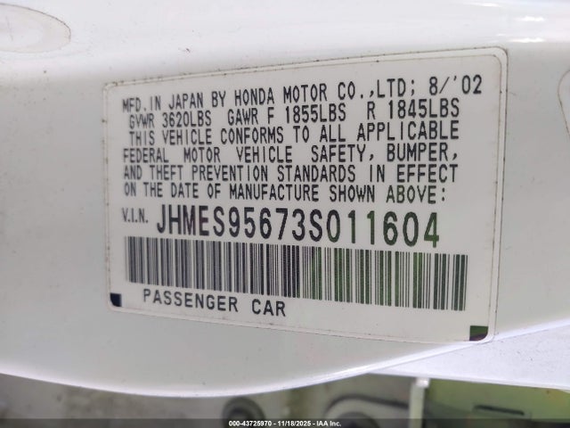 2003 HONDA CIVIC JHMES95673S011604 Photo 8