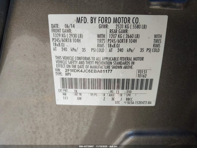 Ford EDGE SEL 2014 2FMDK4JC6EBA81177 Image 9
