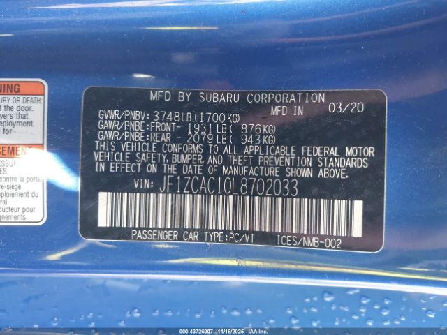 2020 SUBARU BRZ JF1ZCAC10L8702033 Photo 8