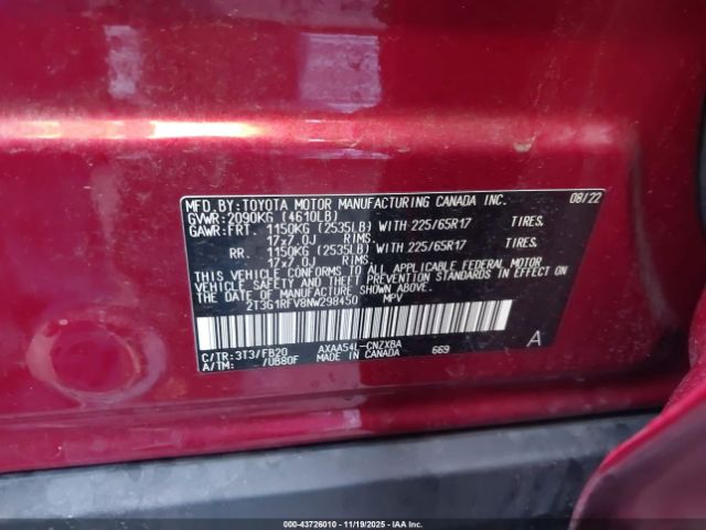 2022 TOYOTA RAV4 2T3G1RFV8NW298450 Photo 8