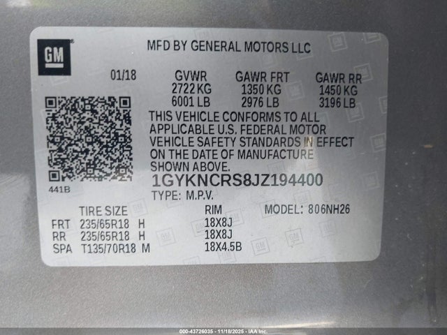 2018 CADILLAC XT5 1GYKNCRS8JZ194400 Photo 8