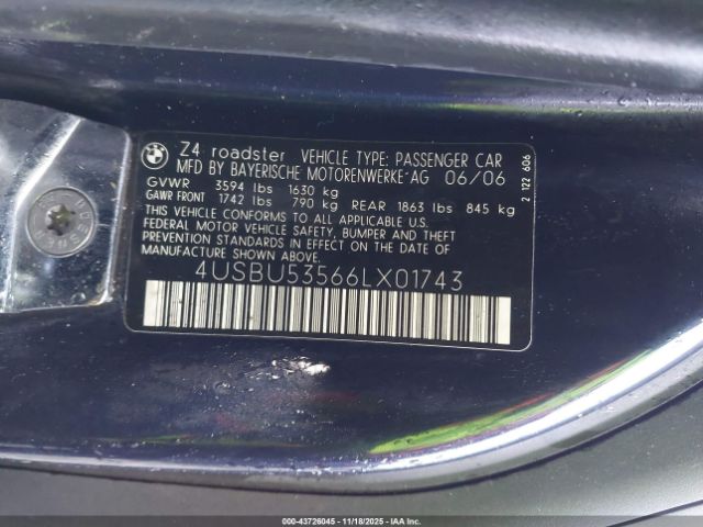 2006 BMW Z4 4USBU53566LX01743 Photo 8