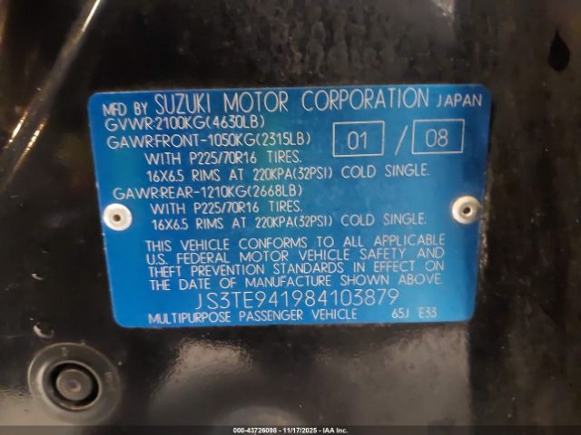 2008 SUZUKI GRAND VITARA JS3TE941984103879 Photo 8