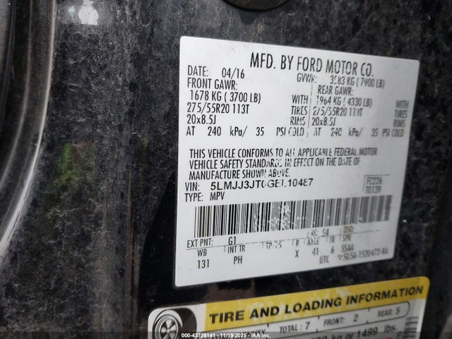 5LMJJ3JT0GEL10487 Lincoln Navigator L Select
