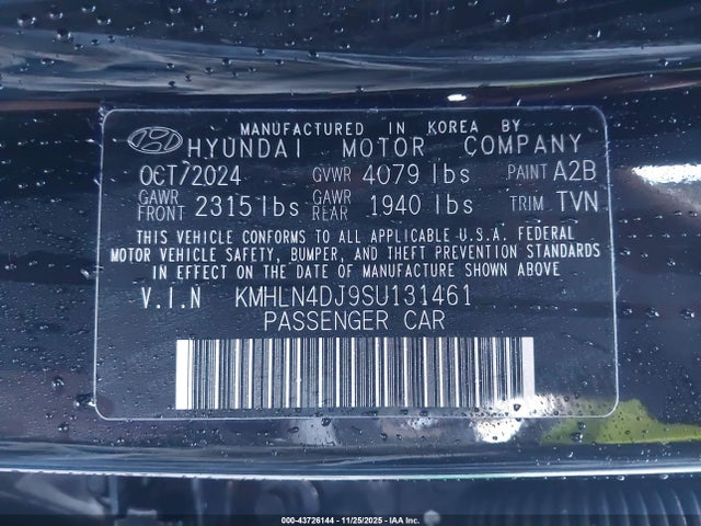 KMHLN4DJ9SU131461 Hyundai Elantra Hybrid Limited