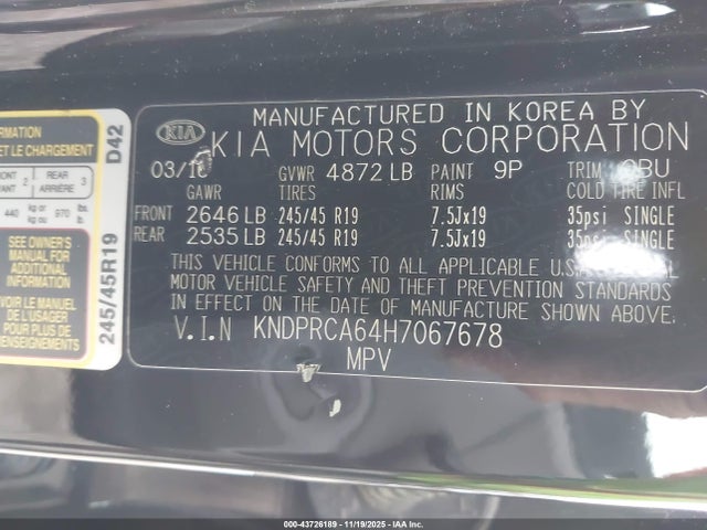 Aukcja sprzedaży 2017 Kia Sportage Sx Turbo, vin: KNDPRCA64H7067678, numer aukcji: 43726189