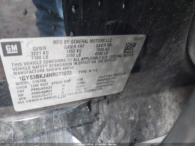 2017 CADILLAC ESCALADE 1GYS3BKJ4HR271873 Photo 8