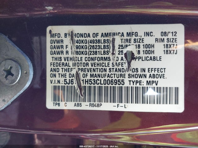 2012 HONDA CROSSTOUR 5J6TF1H53CL006955 Photo 8