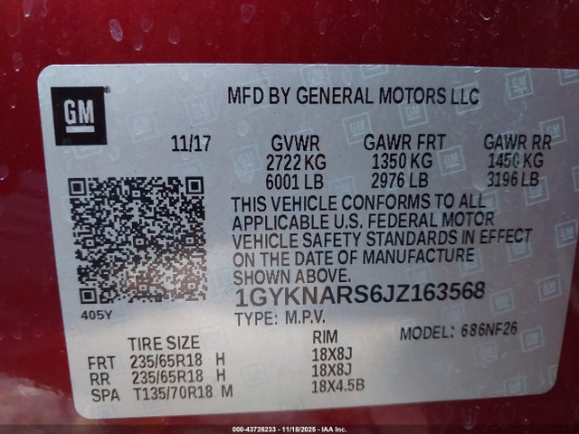 2018 CADILLAC XT5 1GYKNARS6JZ163568 Photo 8