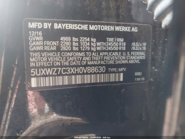 2017 BMW X3 5UXWZ7C3XH0V88630 Photo 8