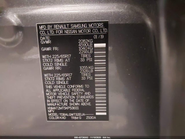Nissan ROGUE SV 2019 KNMAT2MT5KP536111 Image 9