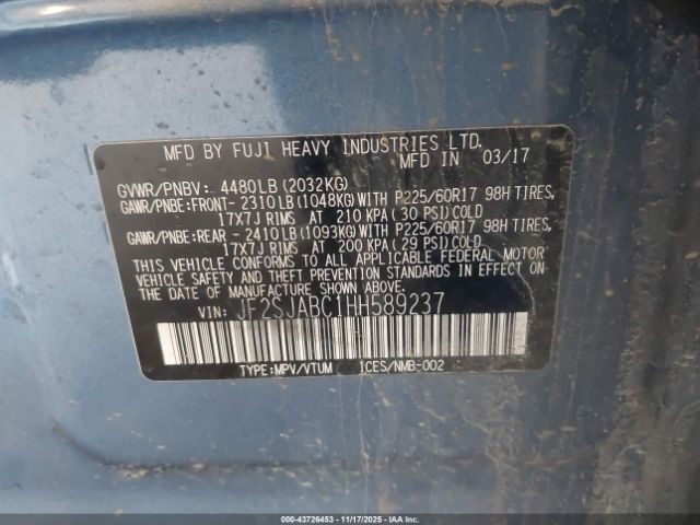 2017 SUBARU FORESTER JF2SJABC1HH589237 Photo 8