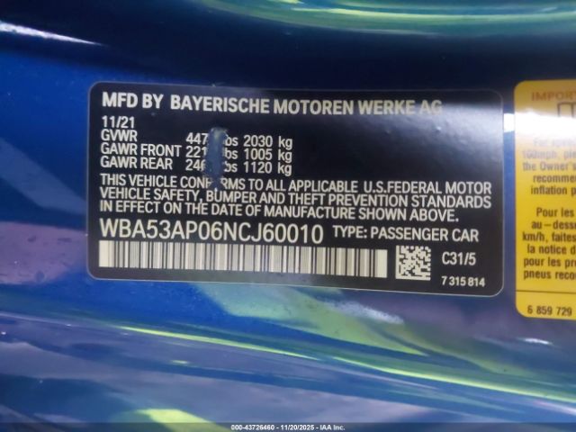 2022 BMW 430I WBA53AP06NCJ60010 Photo 8