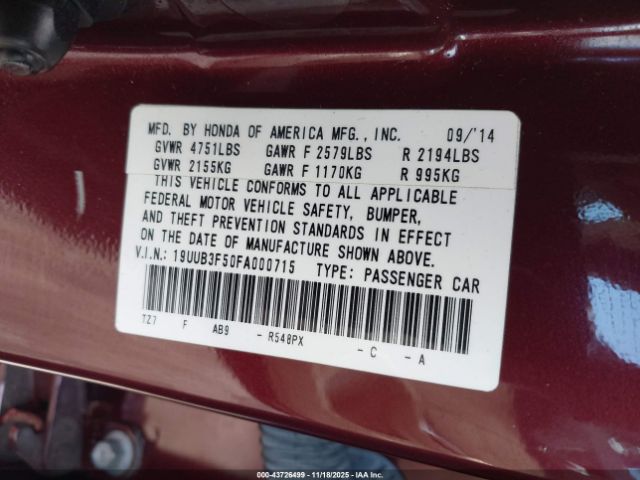 2015 ACURA TLX 19UUB3F50FA000715 Photo 8