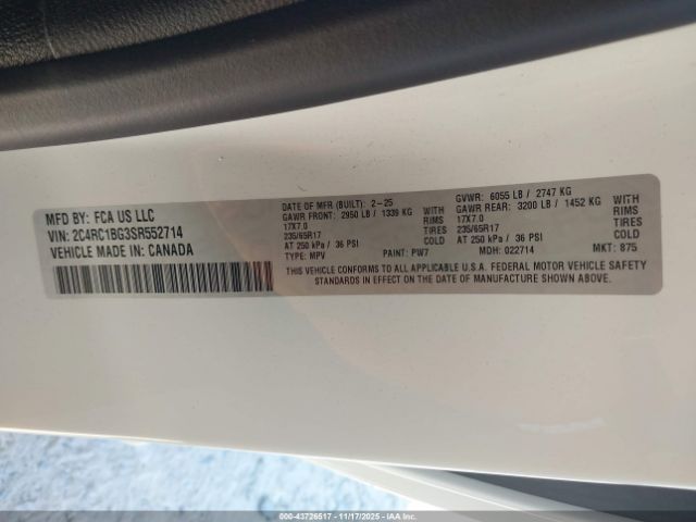 2025 CHRYSLER PACIFICA 2C4RC1BG3SR552714 Photo 8