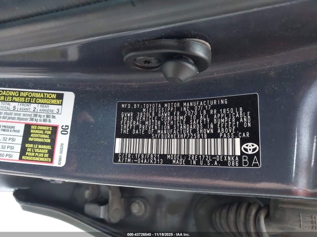 Toyota 2zr-fe 2017 5YFBURHEXHP725818 Image 9