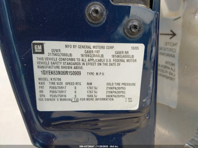 2006 CADILLAC ESCALADE 1GYEK63N06R150909 Photo 8