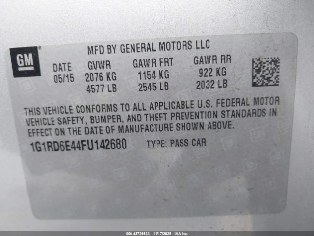 2015 CHEVROLET VOLT 1G1RD6E44FU142680 Photo 8