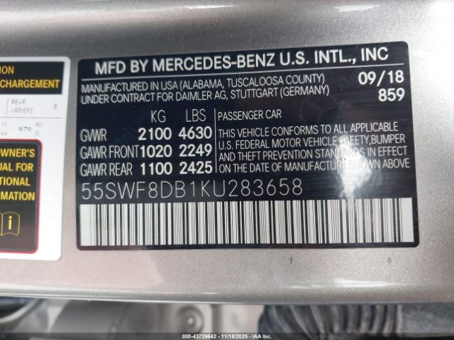 2019 MERCEDES-BENZ C 300 55SWF8DB1KU283658 Photo 8