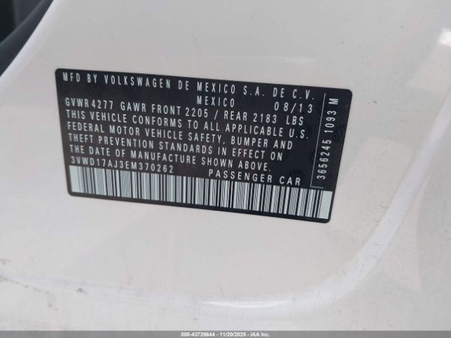 2014 VOLKSWAGEN JETTA 3VWD17AJ3EM370262 Photo 8