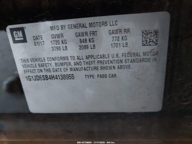 Chevrolet Sonic Lt Auto 2017 1G1JD6SB4H4138955 Image 9