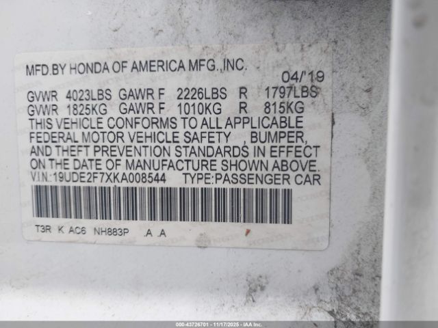 2019 ACURA ILX 19UDE2F7XKA008544 Photo 8