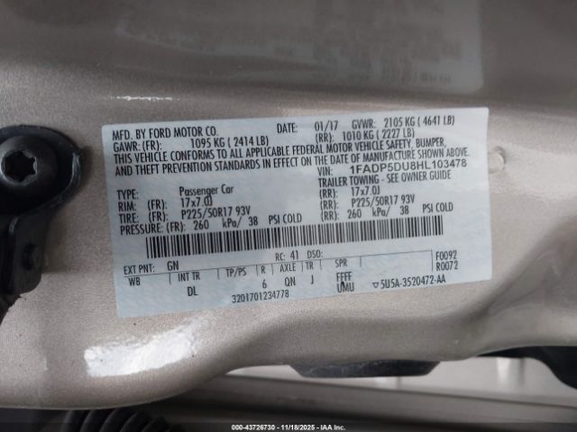 2017 FORD C-MAX HYBRID 1FADP5DU8HL103478 Photo 8