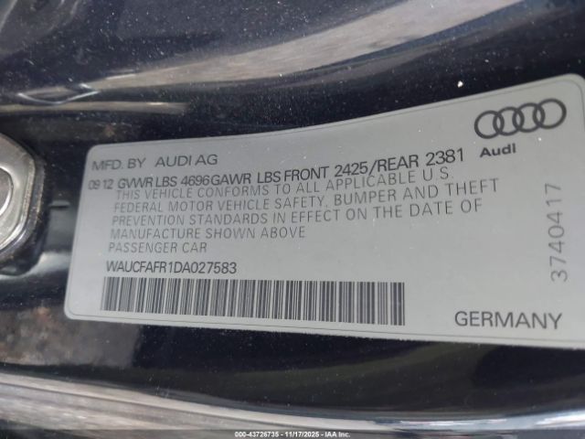 2013 AUDI A5 WAUCFAFR1DA027583 Photo 8