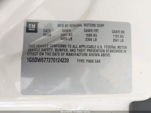 2007 CADILLAC STS 1G6DW677270124239 Photo 8