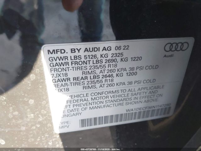 2022 AUDI Q3 WA1DECF36N1147280 Photo 8