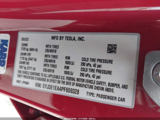 2023 TESLA MODEL 3 5YJ3E1EA4PF659328 Photo 8