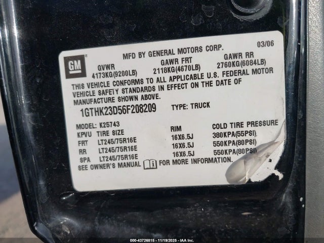Продаж на аукціоні авто 2006 Gmc Sierra 2500hd Slt, vin: 1GTHK23D56F208209, номер лоту: 43726815