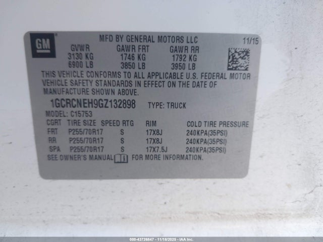 1GCRCNEH9GZ132898 Chevrolet Silverado 1500 Wt