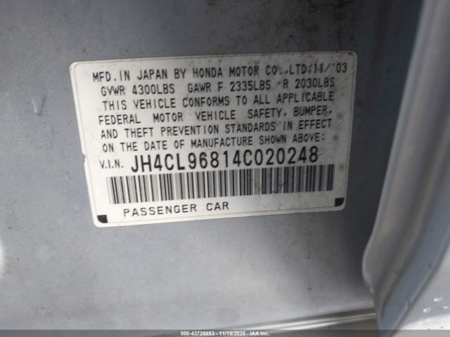 2004 ACURA TSX JH4CL96814C020248 Photo 8