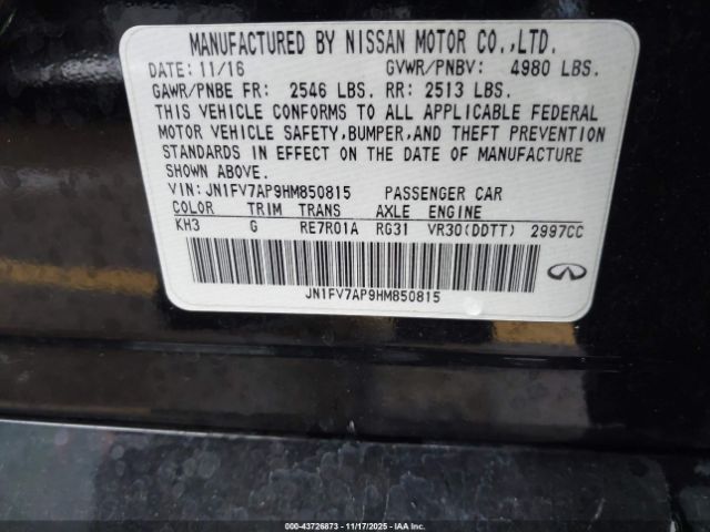 2017 INFINITI Q50 JN1FV7AP9HM850815 Photo 8