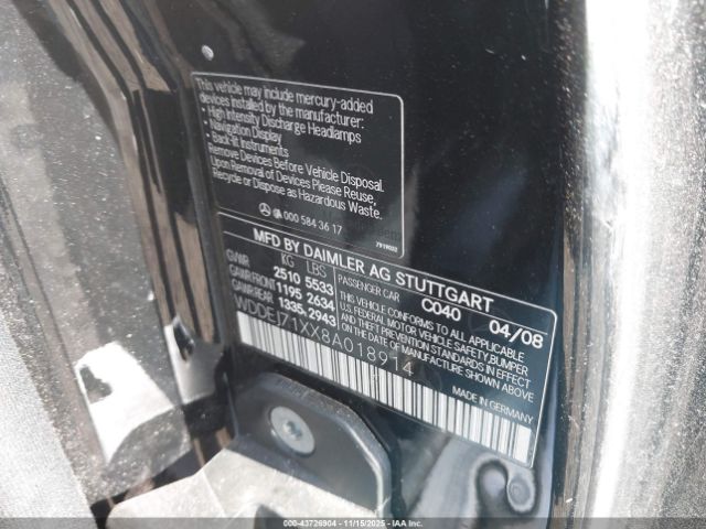 2008 MERCEDES-BENZ CL 550 WDDEJ71XX8A018914 Photo 8