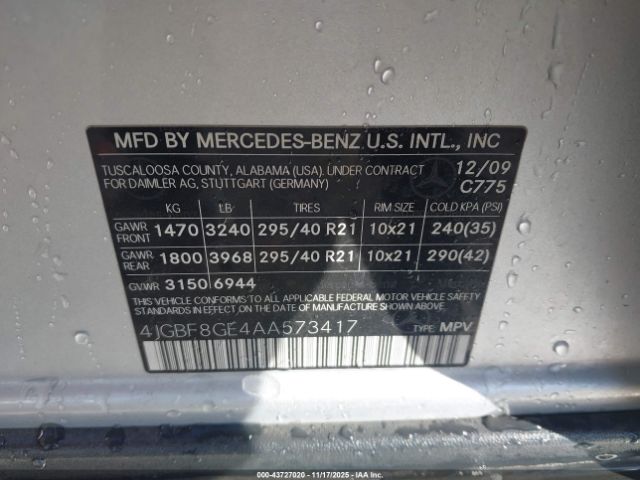 2010 MERCEDES-BENZ GL 550 4JGBF8GE4AA573417 Photo 8