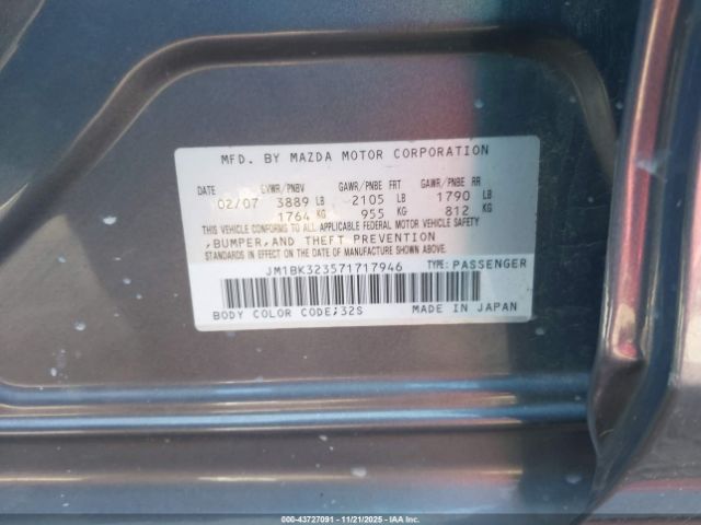 2007 MAZDA MAZDA3 JM1BK323571717946 Photo 8