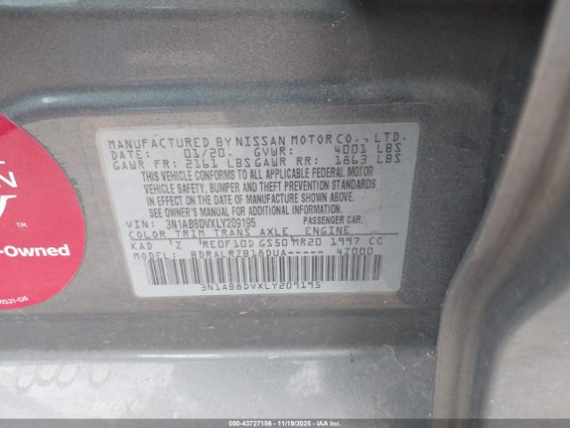 2020 NISSAN SENTRA 3N1AB8DVXLY209195 Photo 8