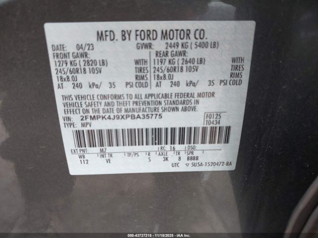 2023 FORD EDGE 2FMPK4J9XPBA35775 Photo 8
