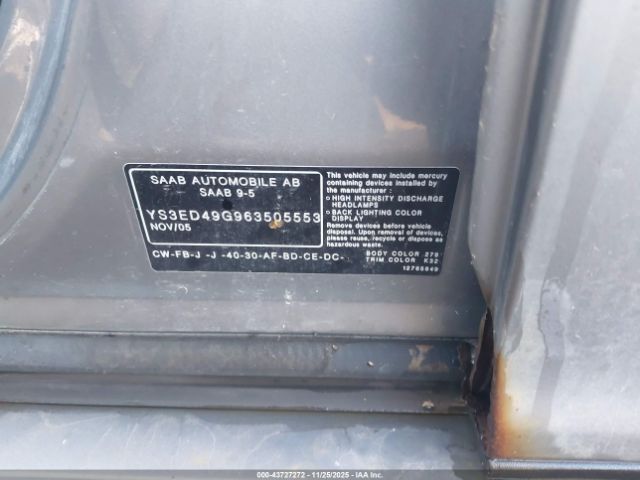 2006 SAAB 9-5 YS3ED49G963505553 Photo 8
