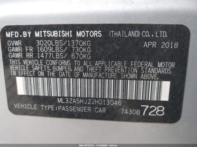 2018 MITSUBISHI MIRAGE ML32A5HJ2JH013046 Photo 8