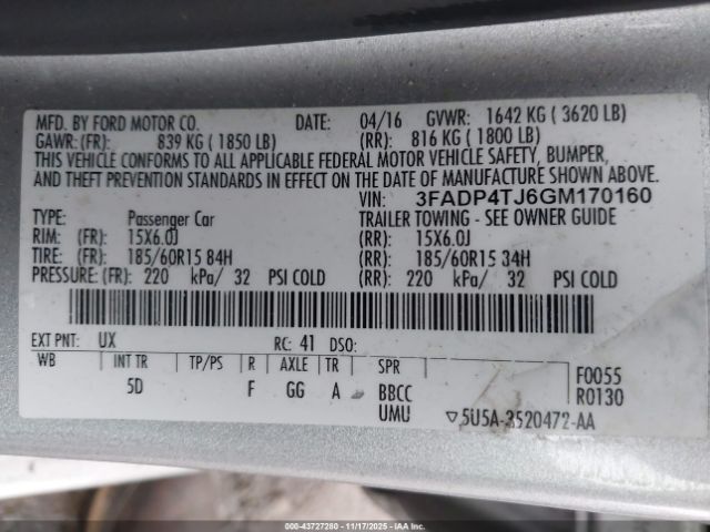 2016 FORD FIESTA 3FADP4TJ6GM170160 Photo 8