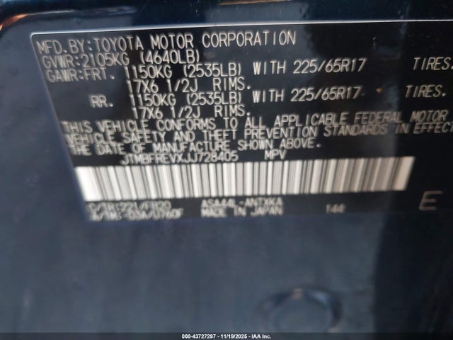 JTMBFREVXJJ728405 Toyota RAV4 LE