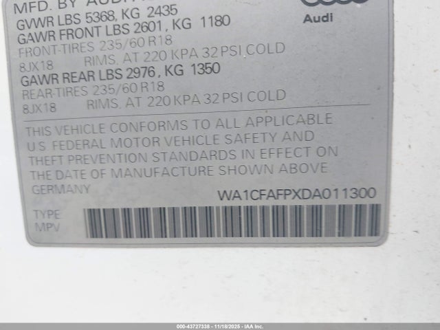 2013 AUDI Q5 WA1CFAFPXDA011300 Photo 8