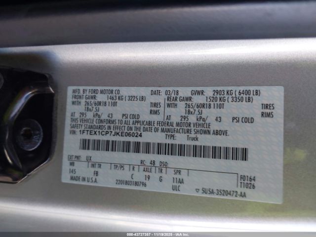 2018 FORD F-150 1FTEX1CP7JKE06024 Photo 8